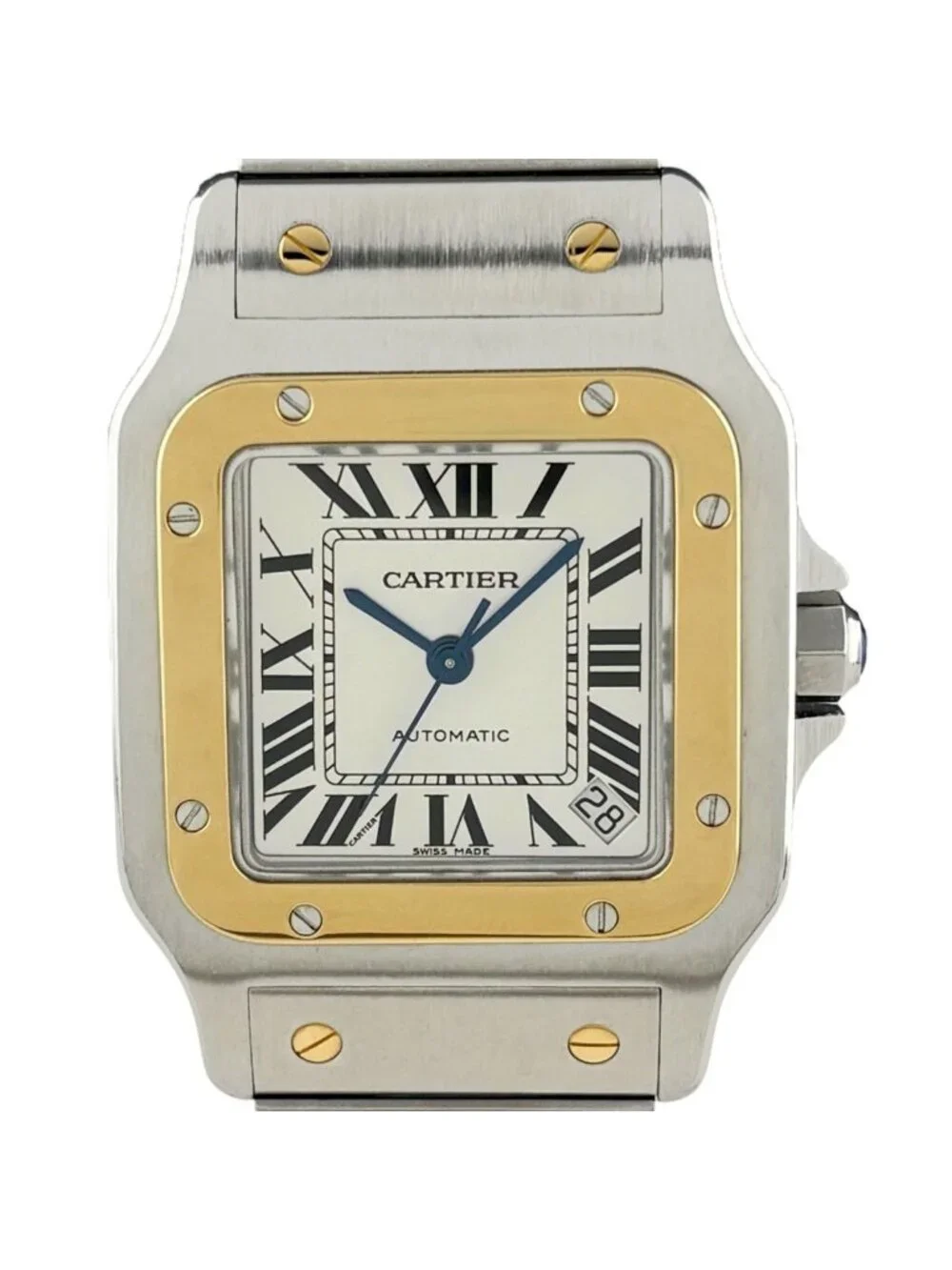 Cartier Santos Galbe XL Watch SS YG Automatic Winding Silver